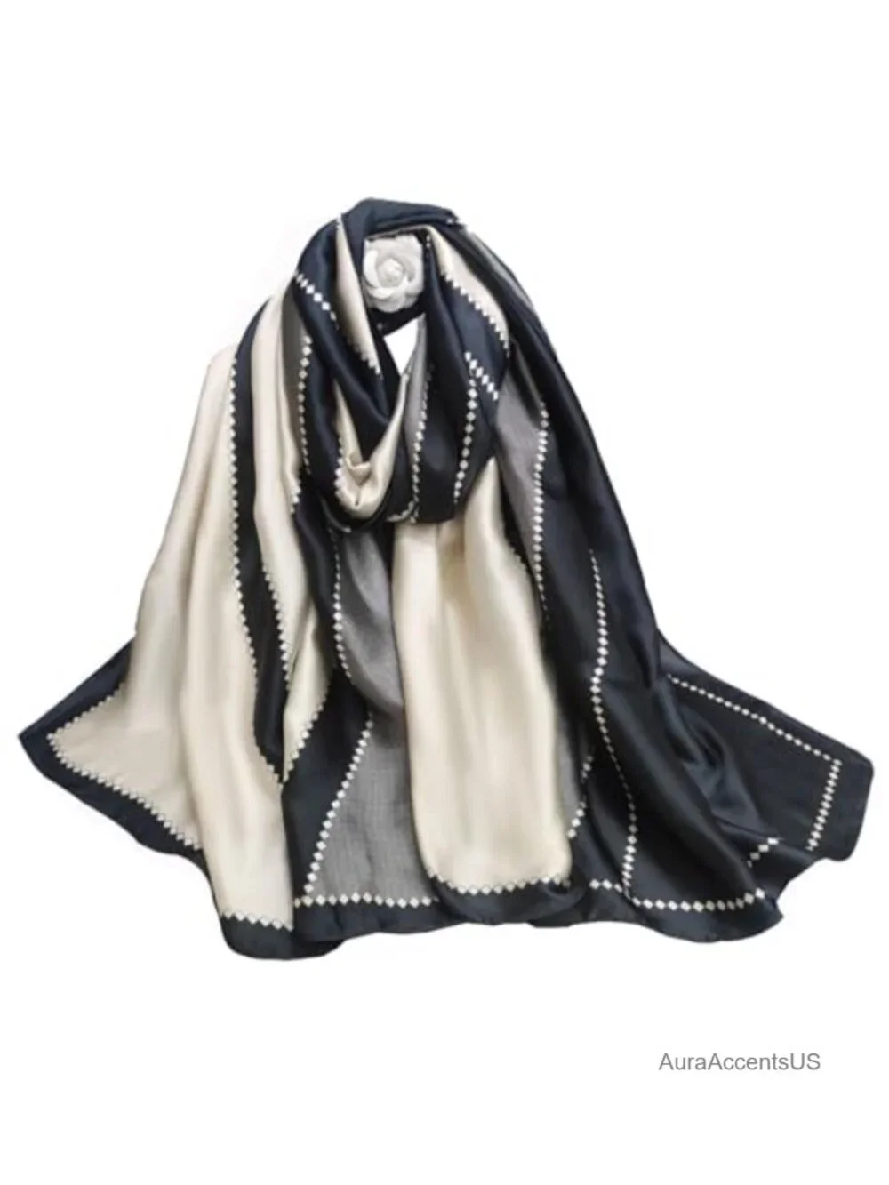 Oversized Luxury Silk Scarf Long Satin Fashion Shawl Wrap Lightweight